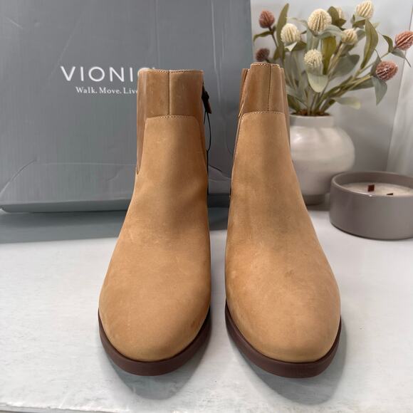 Vionic Shantelle Leather Waterproof Ankle Boots Wheat I2042L1200 Women's 9M NWB - Picture 4 of 10